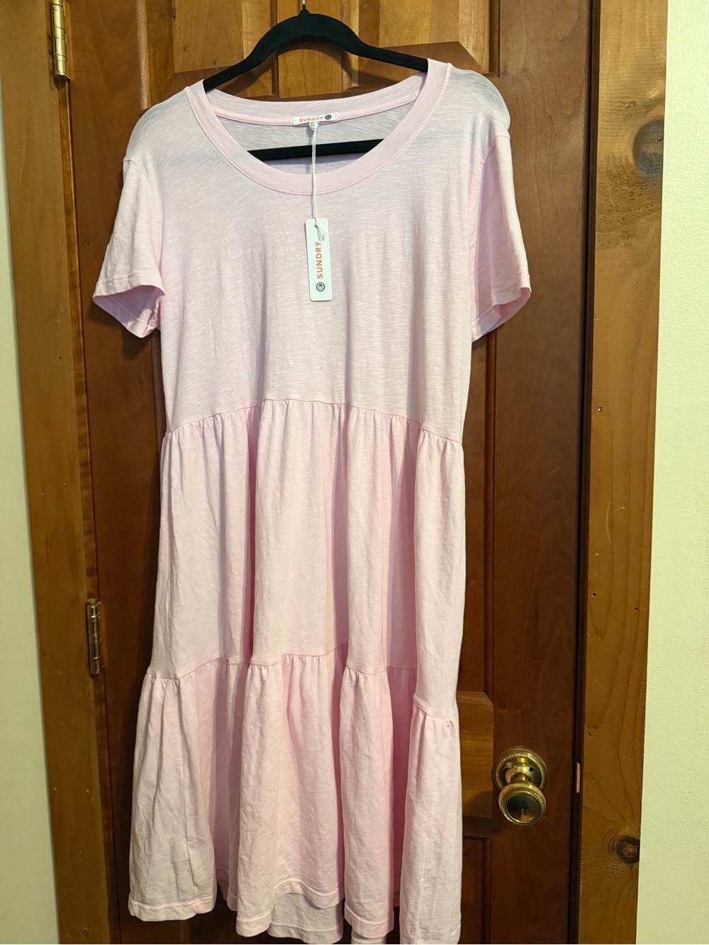 Sundry Women’s Pink Tiered Cotton Dress